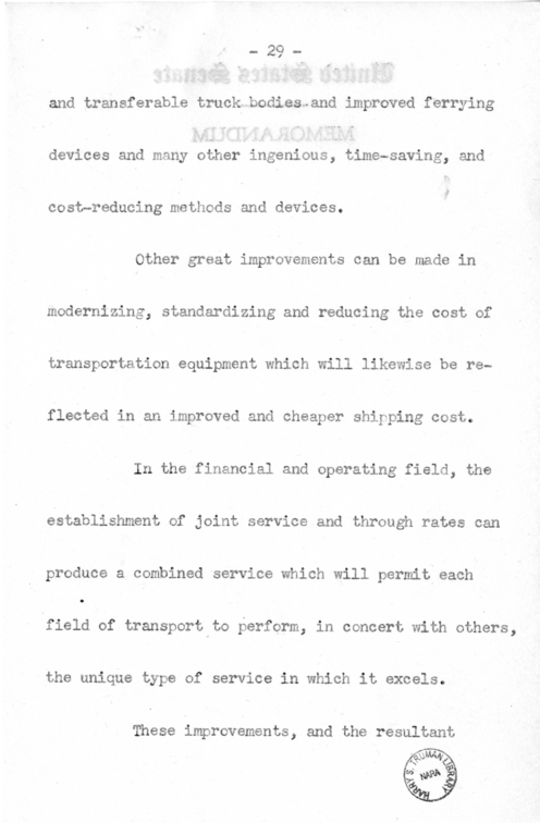 Speech of Senator Harry S. Truman Before the Traffic Club at Reading, Pennsylvania