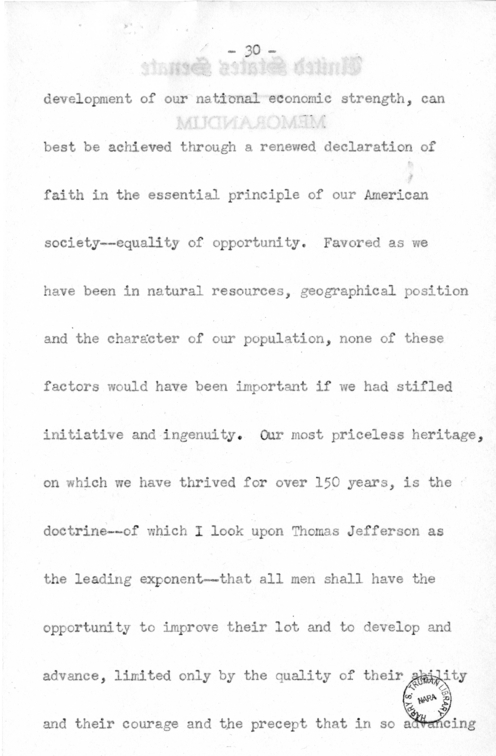 Speech of Senator Harry S. Truman Before the Traffic Club at Reading, Pennsylvania