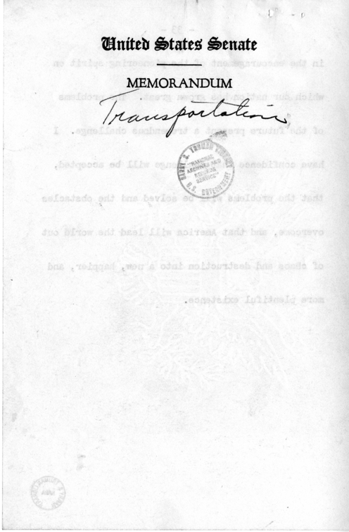 Speech of Senator Harry S. Truman Before the Traffic Club at Reading, Pennsylvania