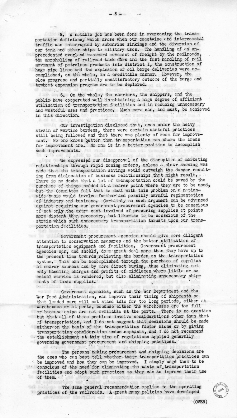 Speech of Senator Harry S. Truman Before the Traffic Club at Reading, Pennsylvania