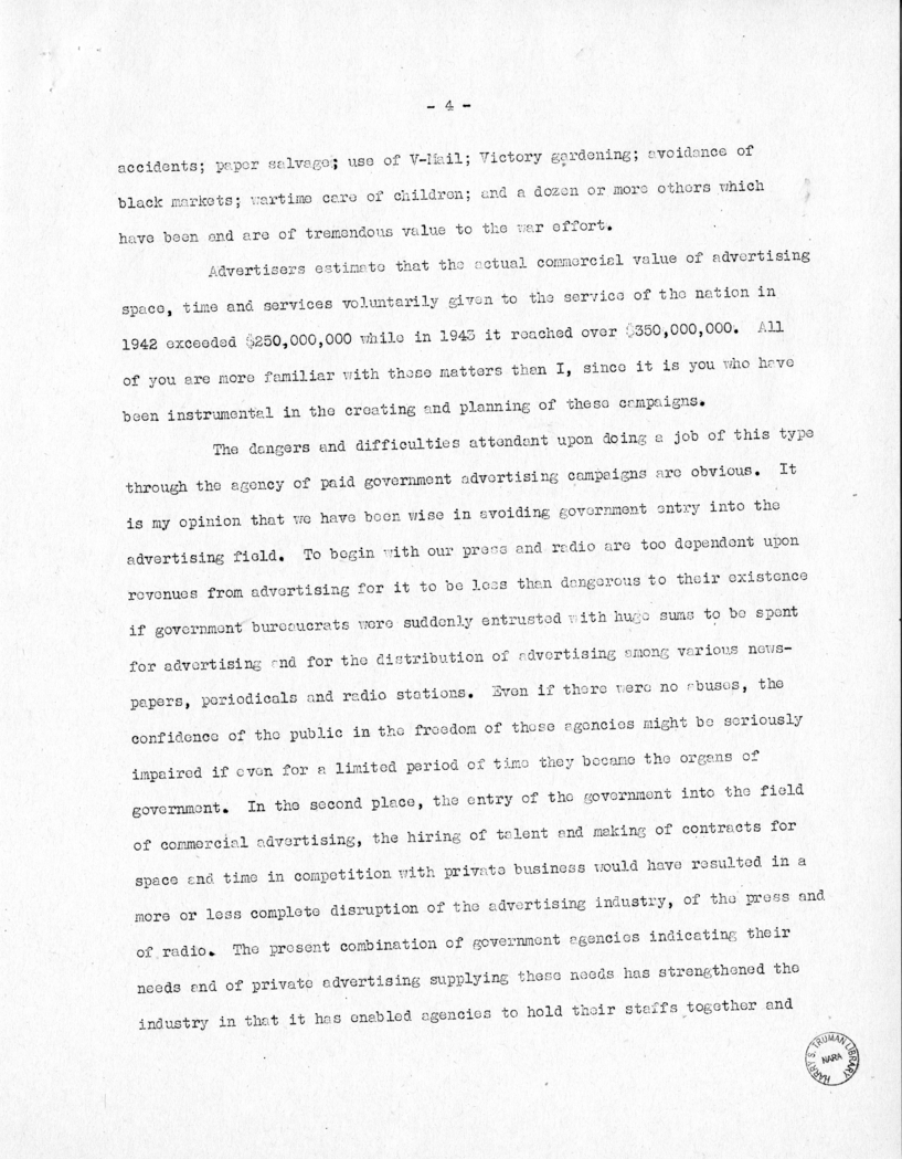 Speech of Senator Harry S. Truman at Milwaukee, Wisconsin