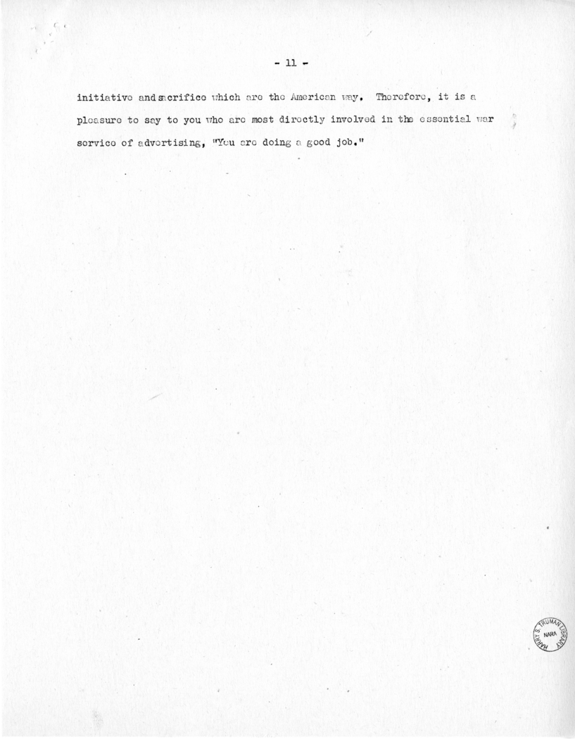Speech of Senator Harry S. Truman at Milwaukee, Wisconsin