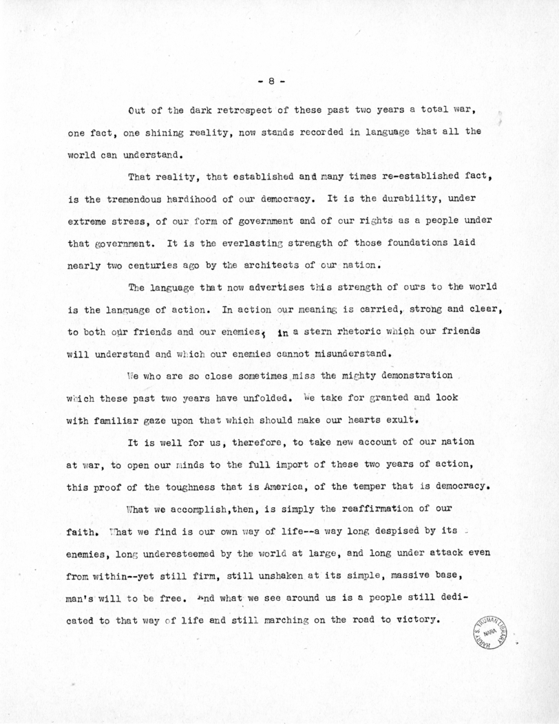 Speech of Senator Harry S. Truman to the Democratic State Convention at Jefferson City, Missouri