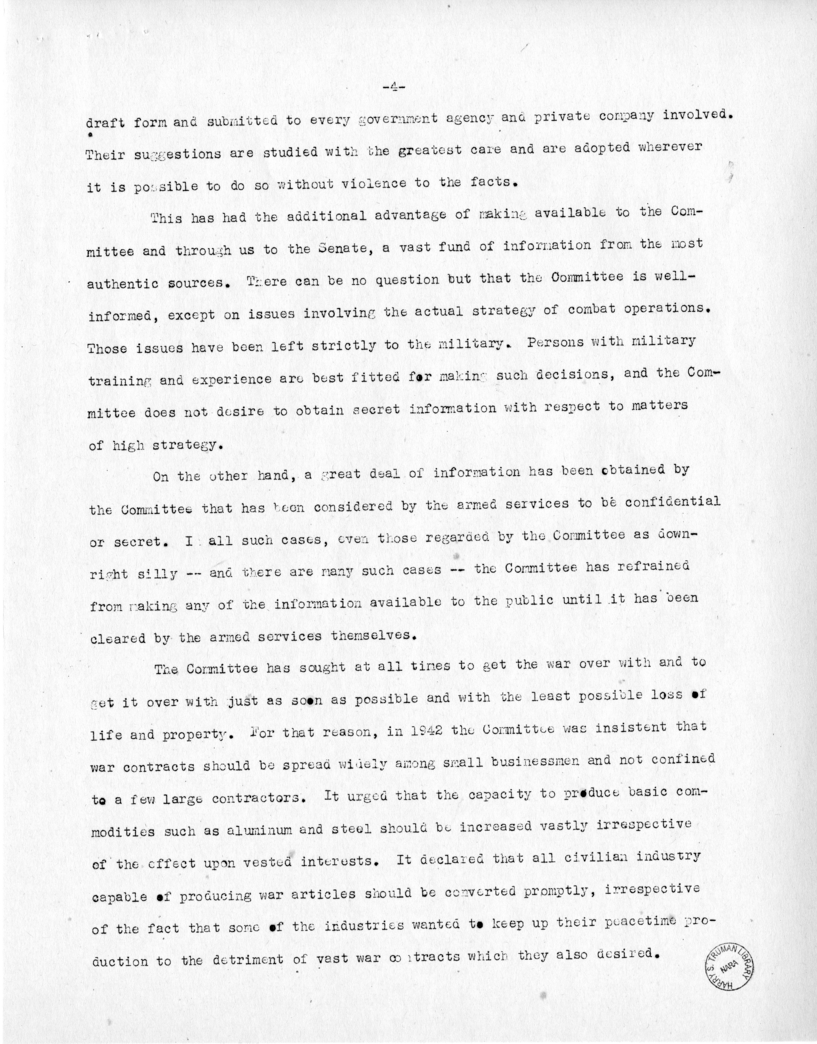 Speech of Senator Harry S. Truman at Before the Brooklyn Chamber of Commerce at Brooklyn, New York