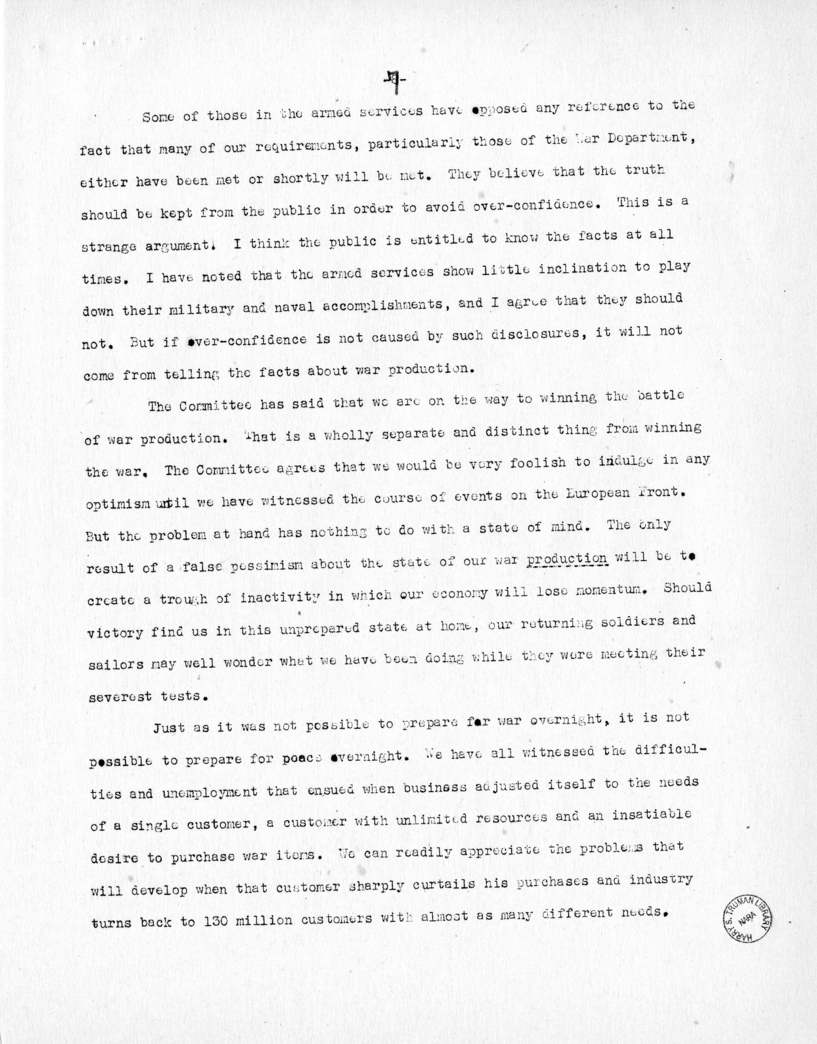 Speech of Senator Harry S. Truman at Before the Brooklyn Chamber of Commerce at Brooklyn, New York