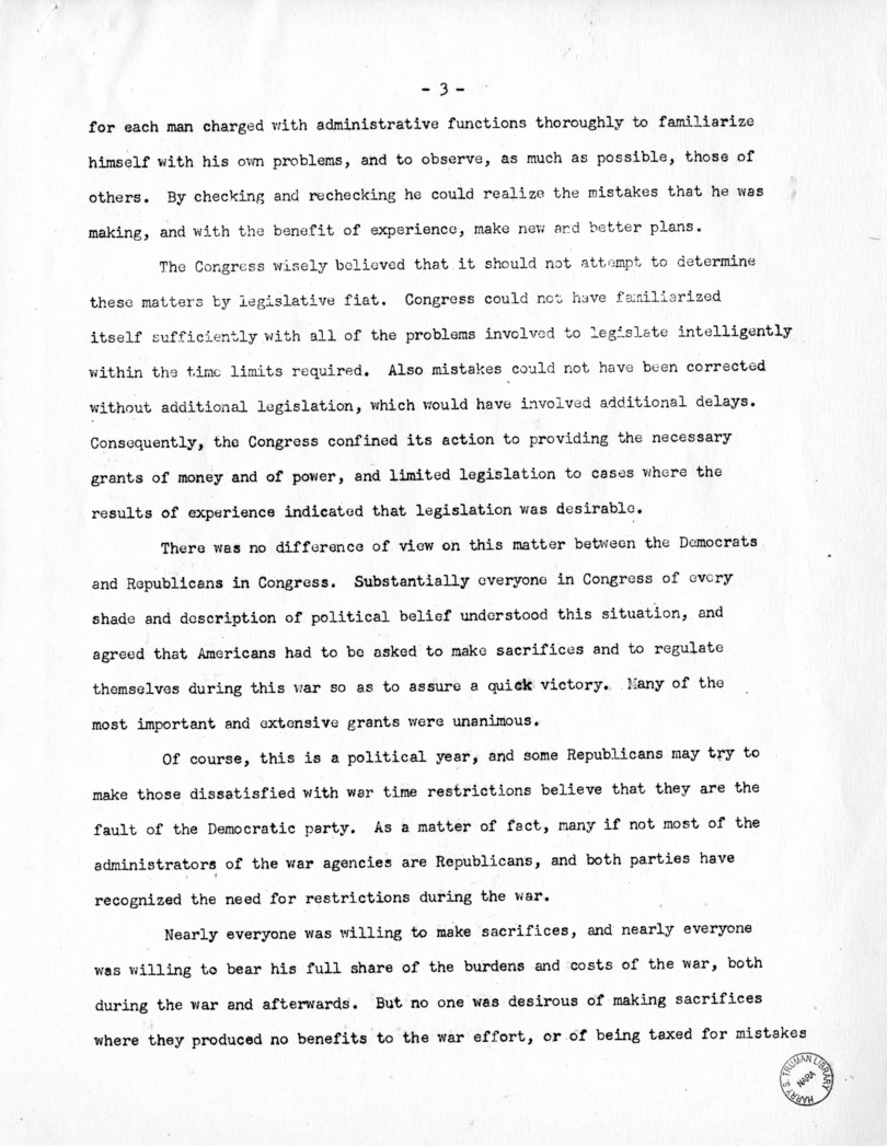 Speech of Senator Harry S. Truman Before the Federal Bar Association at Chicago, Illinois