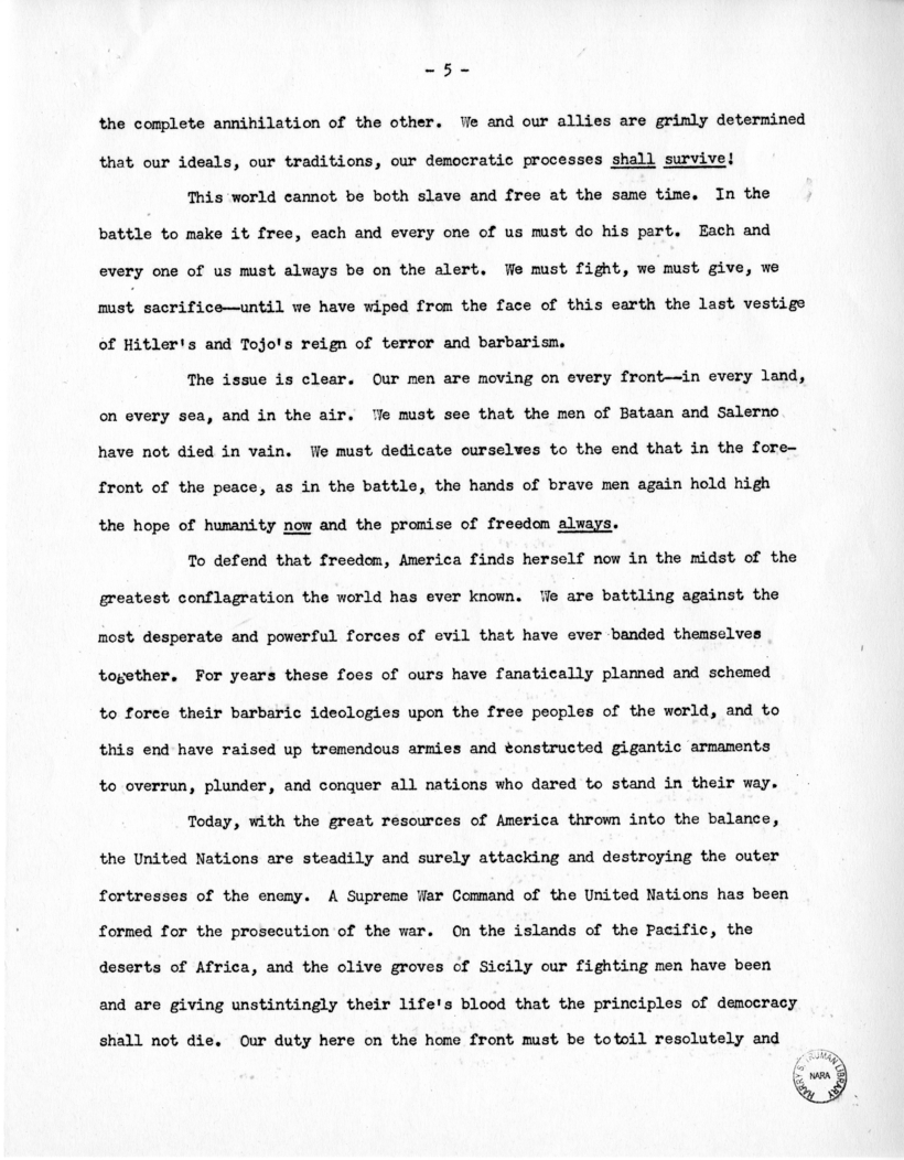 Speech of Senator Harry S. Truman at Grinnell, Iowa