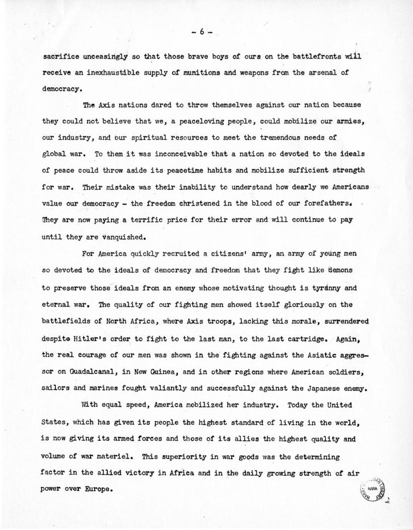Speech of Senator Harry S. Truman at Grinnell, Iowa