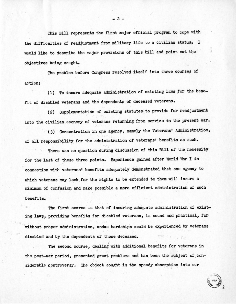 Speech of Senator Harry S. Truman Before the Veterans Employment Service Conference at St. Louis, Missouri