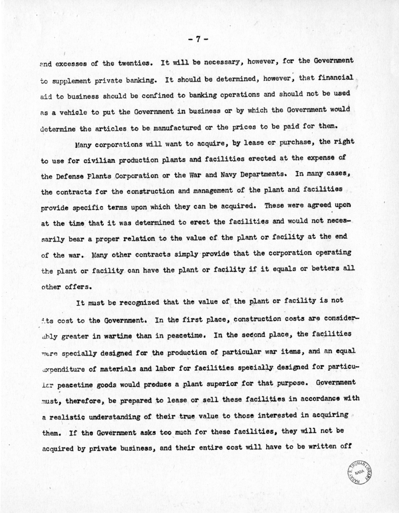 Speech of Senator Harry S. Truman Before the Post-War Planning Forum, Junior Chamber of Commerce at Cleveland, Ohio