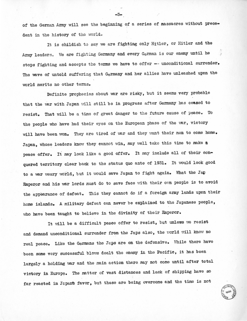 Speech of Senator Harry S. Truman at Toledo, Ohio