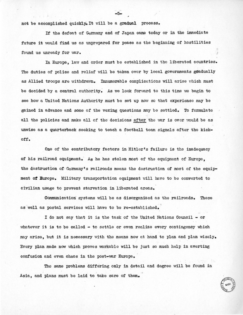 Speech of Senator Harry S. Truman at Toledo, Ohio