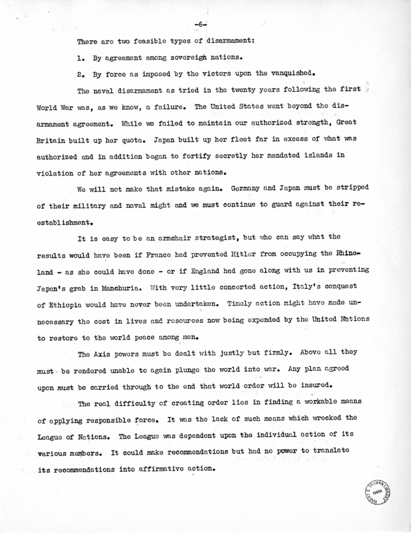 Speech of Senator Harry S. Truman at Toledo, Ohio