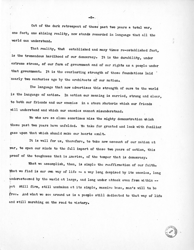 Speech of Senator Harry S. Truman to the Democratic State Convention at Denver, Colorado