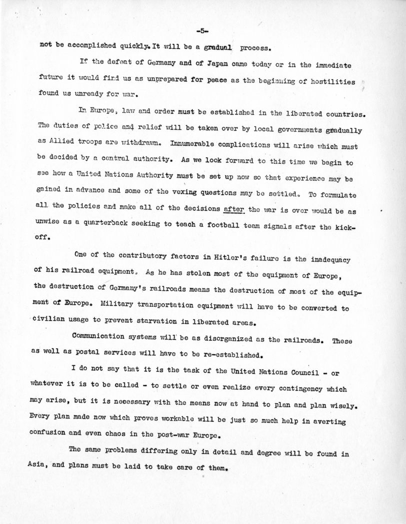 Speech of Senator Harry S. Truman to the Kiwanis Club at Denver, Colorado