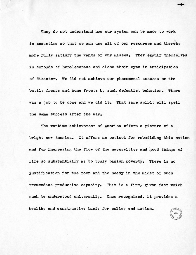 Speech of Vice Presidential Candidate Harry S. Truman