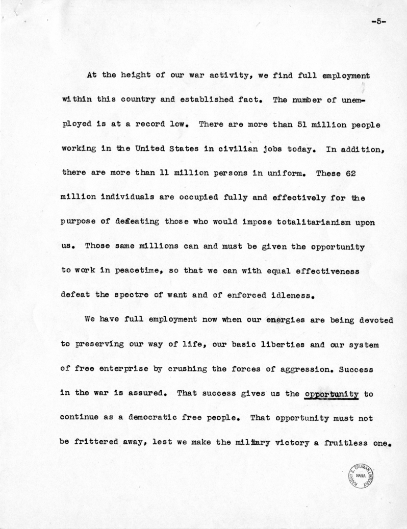 Speech of Vice Presidential Candidate Harry S. Truman
