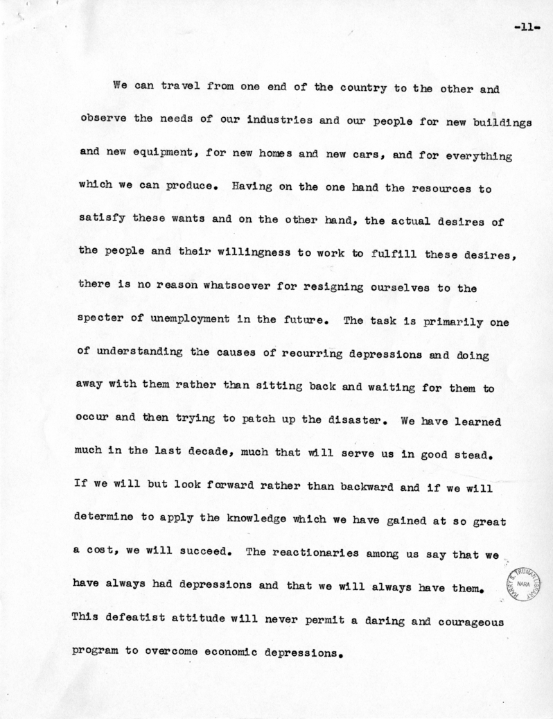 Speech of Vice Presidential Candidate Harry S. Truman