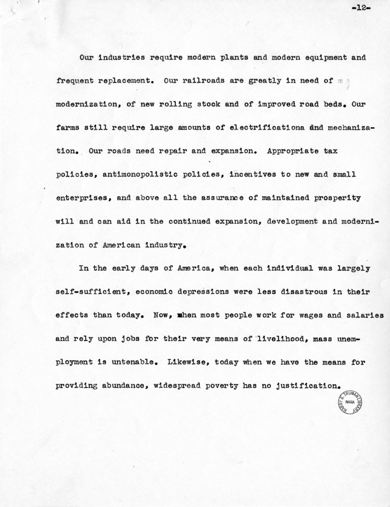 Speech of Vice Presidential Candidate Harry S. Truman