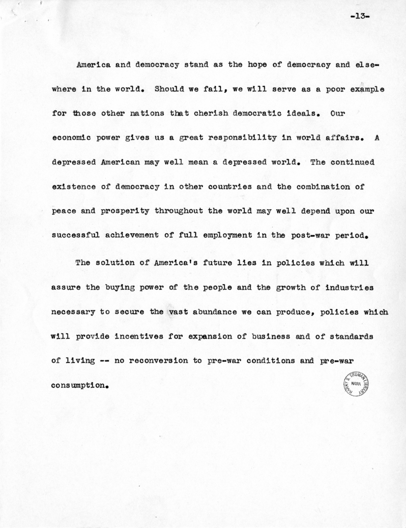 Speech of Vice Presidential Candidate Harry S. Truman