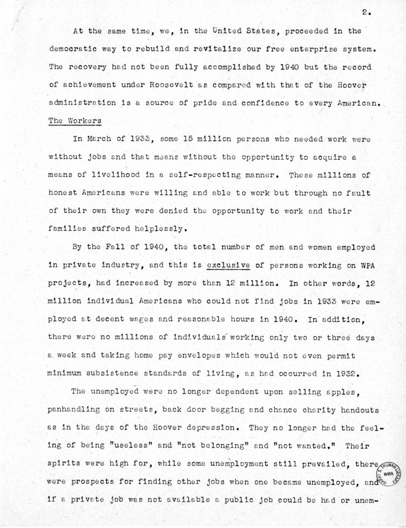 National Independent Committee for Roosevelt and Truman - Source Material