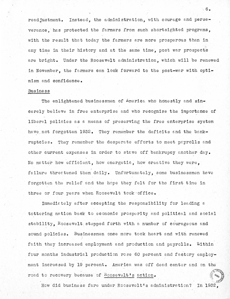 National Independent Committee for Roosevelt and Truman - Source Material
