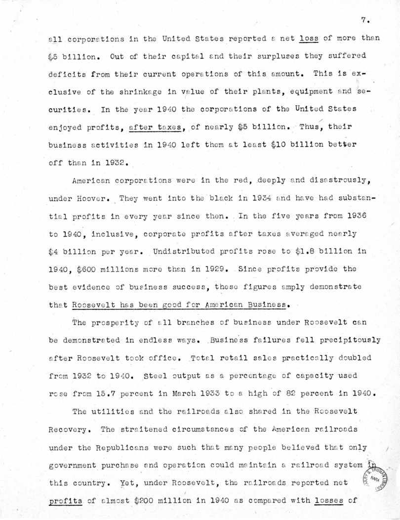 National Independent Committee for Roosevelt and Truman - Source Material