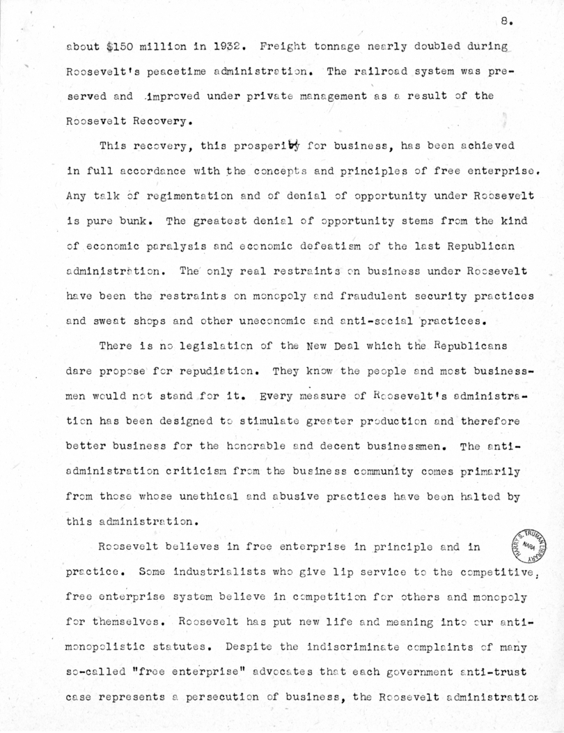 National Independent Committee for Roosevelt and Truman - Source Material