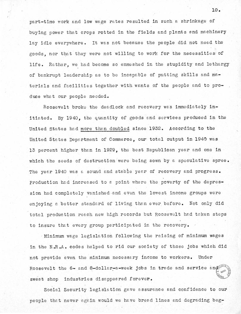 National Independent Committee for Roosevelt and Truman - Source Material