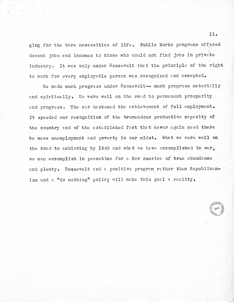National Independent Committee for Roosevelt and Truman - Source Material