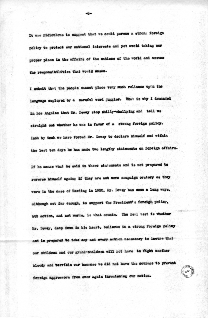 Speech of Honorable Harry S. Truman at Akron, Ohio