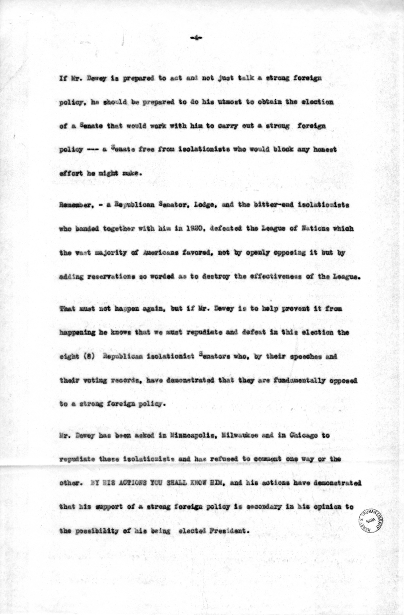 Speech of Honorable Harry S. Truman at Akron, Ohio