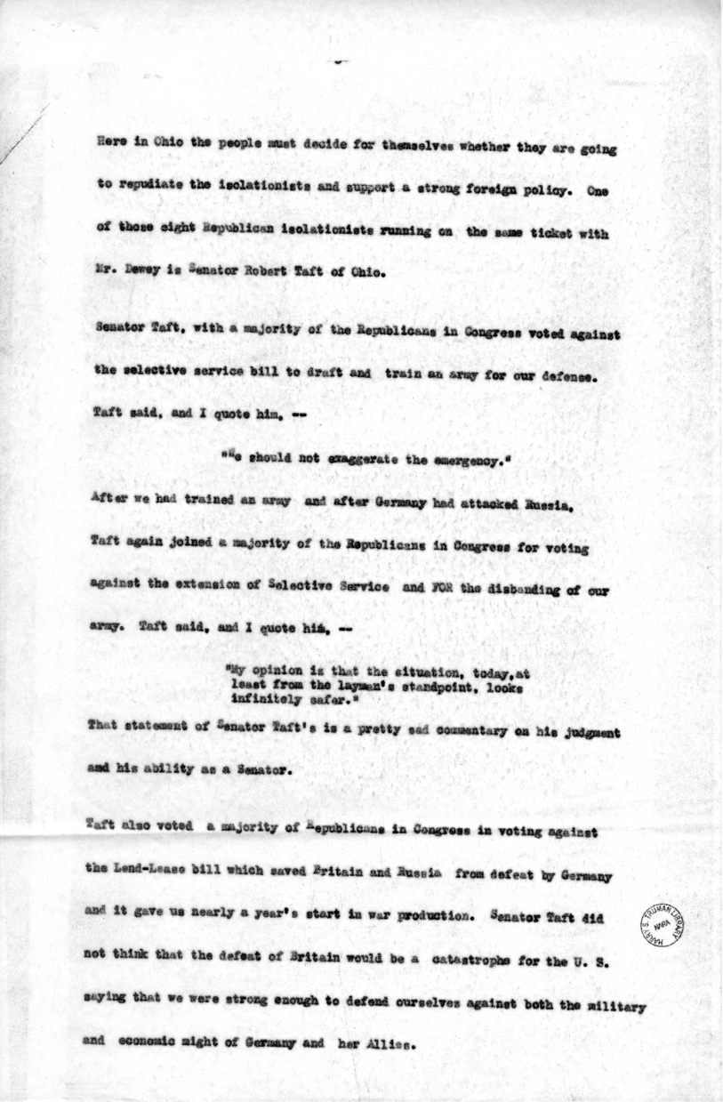 Speech of Honorable Harry S. Truman at Akron, Ohio