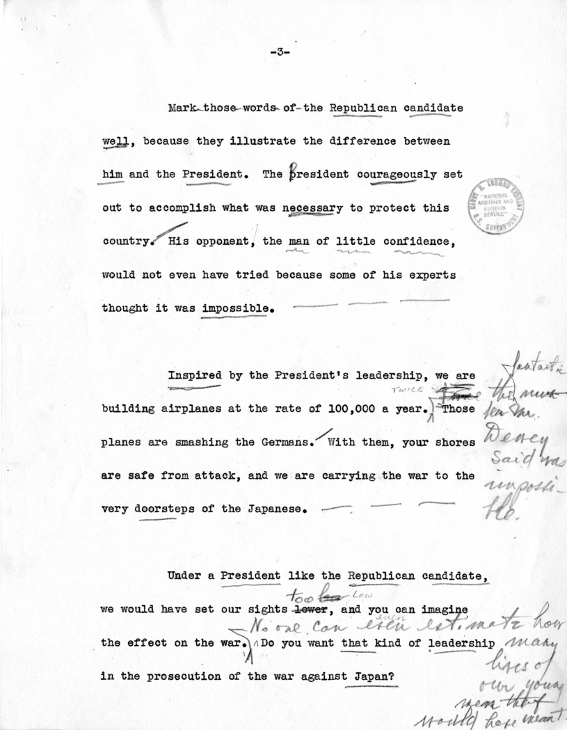 Draft Speech of Senator Harry S. Truman Delivered at Los Angeles, California