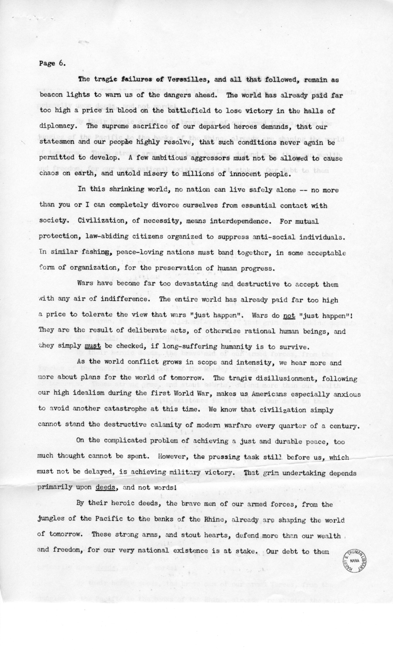Press Release Speech of Vice President Harry S. Truman in Philadelphia, Pennsylvania