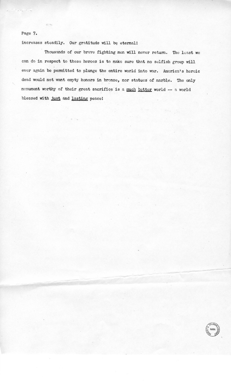 Press Release Speech of Vice President Harry S. Truman in Philadelphia, Pennsylvania
