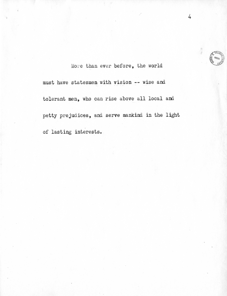 Reading Copy of Speech of Senator Harry S. Truman in Philadelphia, Pennsylvania