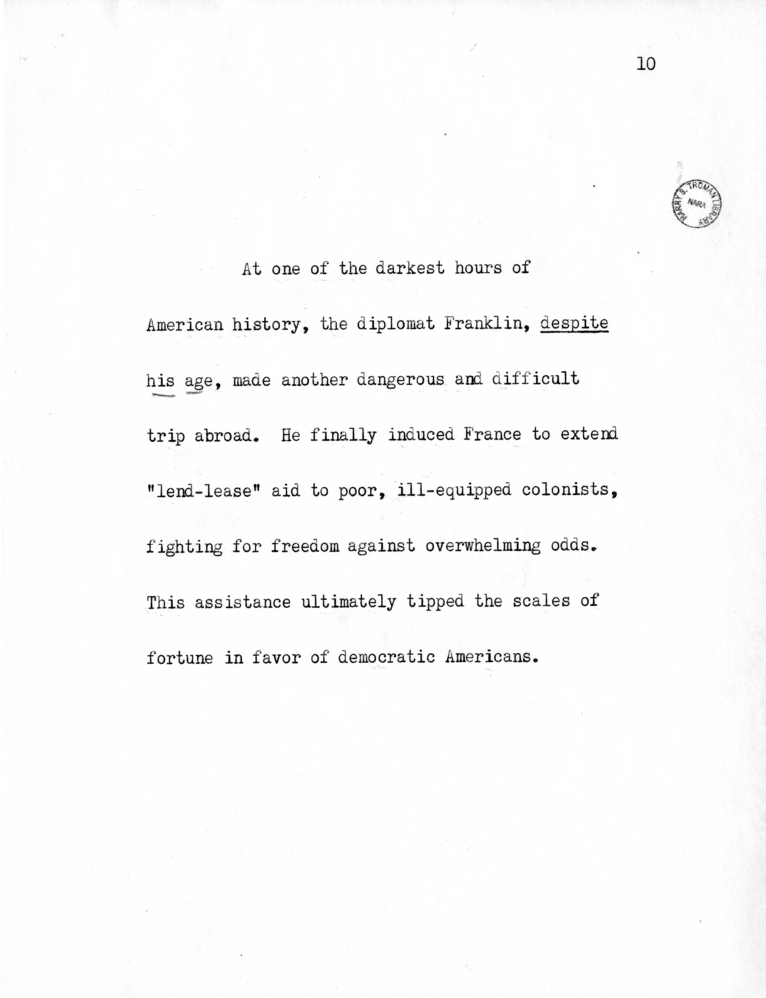 Reading Copy of Speech of Senator Harry S. Truman in Philadelphia, Pennsylvania