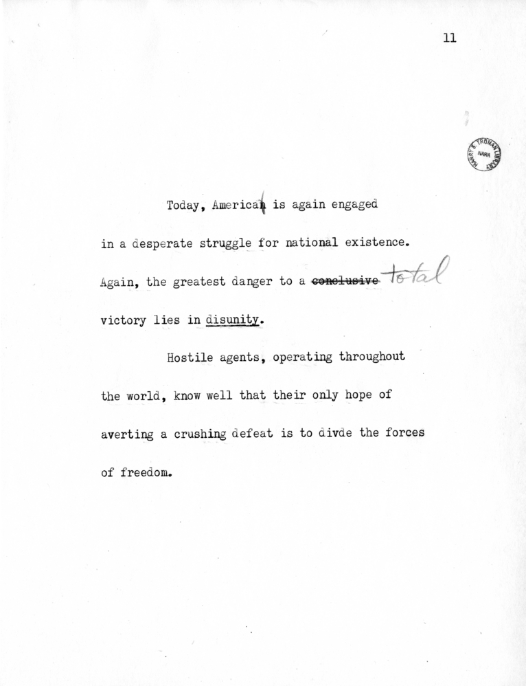 Reading Copy of Speech of Senator Harry S. Truman in Philadelphia, Pennsylvania