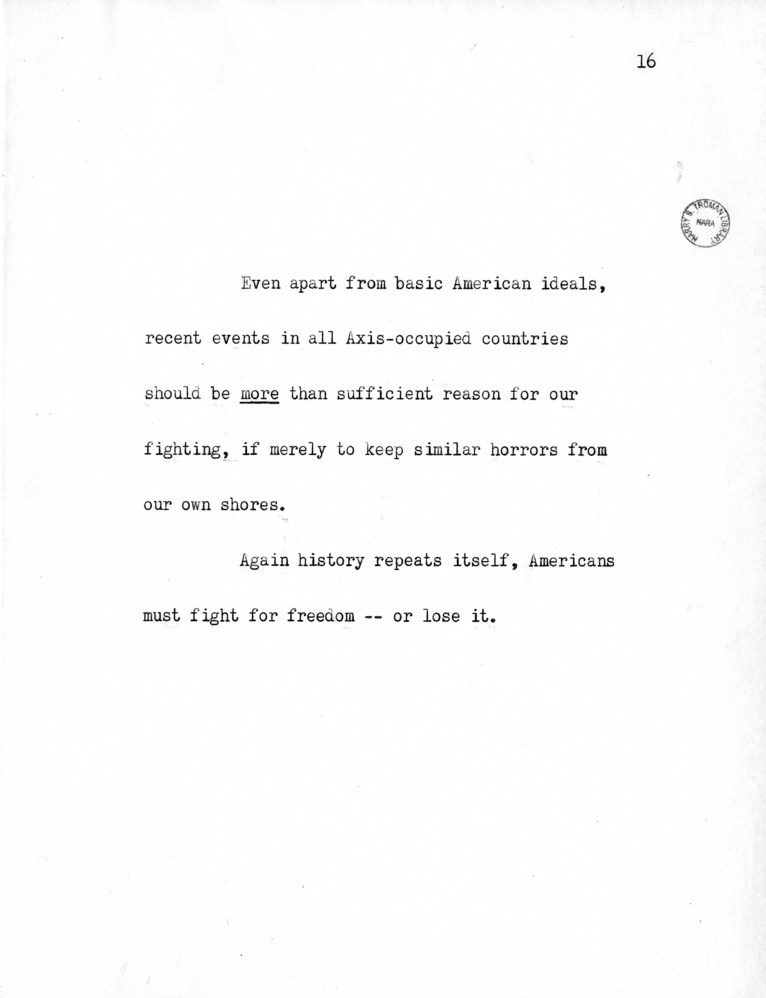 Reading Copy of Speech of Senator Harry S. Truman in Philadelphia, Pennsylvania