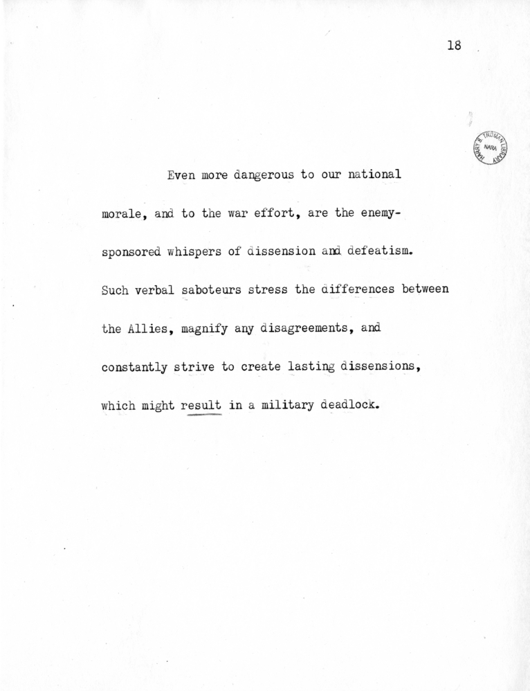 Reading Copy of Speech of Senator Harry S. Truman in Philadelphia, Pennsylvania