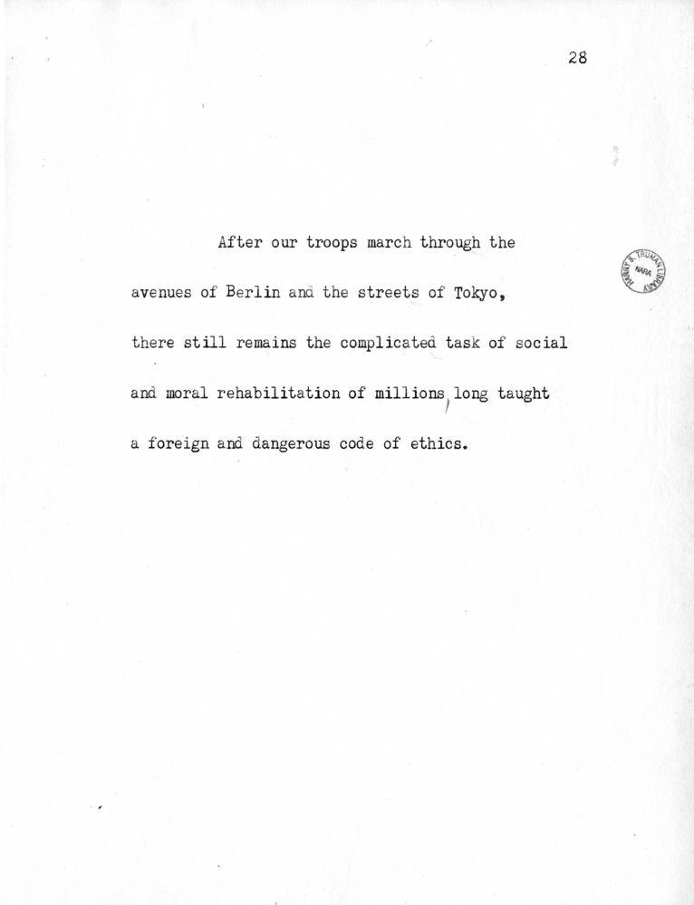 Reading Copy of Speech of Senator Harry S. Truman in Philadelphia, Pennsylvania