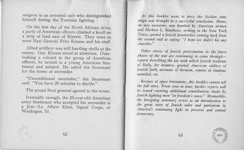 Booklet, Jewish Information Series No. 3, "In Freedom's Cause"