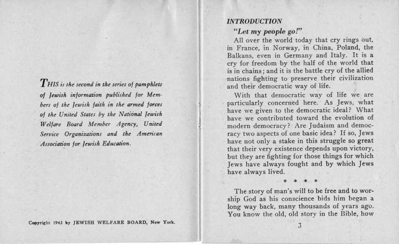 Booklet, Jewish Information Series No. 2, "Democracy and the Jew"