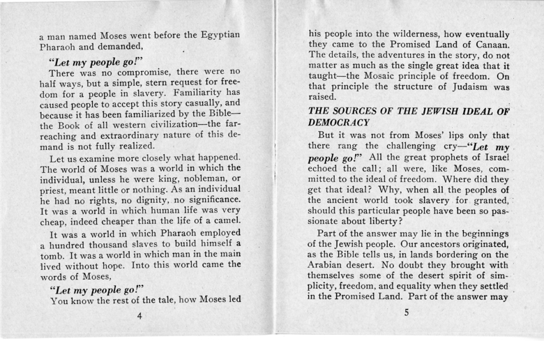Booklet, Jewish Information Series No. 2, "Democracy and the Jew"