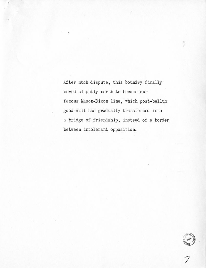 Reading Copy of Speech of Vice President Harry S. Truman in Baltimore, Maryland