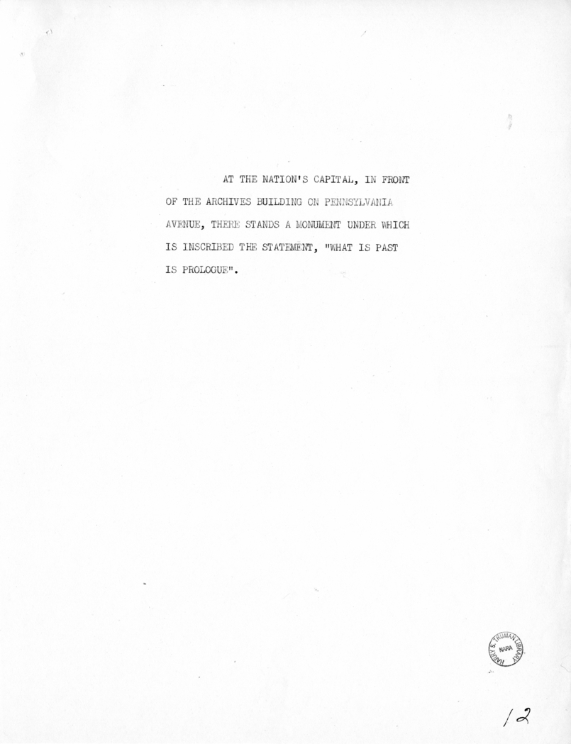 Reading Copy of Speech of Vice President Harry S. Truman in Baltimore, Maryland