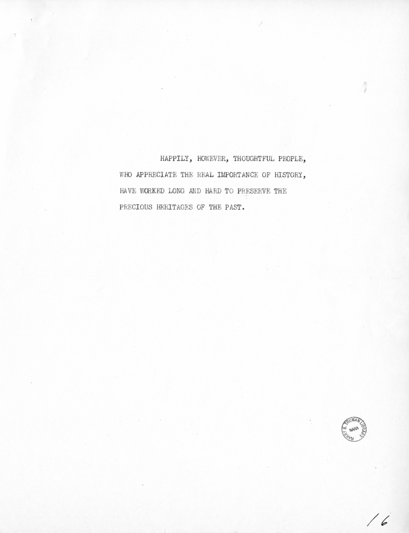 Reading Copy of Speech of Vice President Harry S. Truman in Baltimore, Maryland