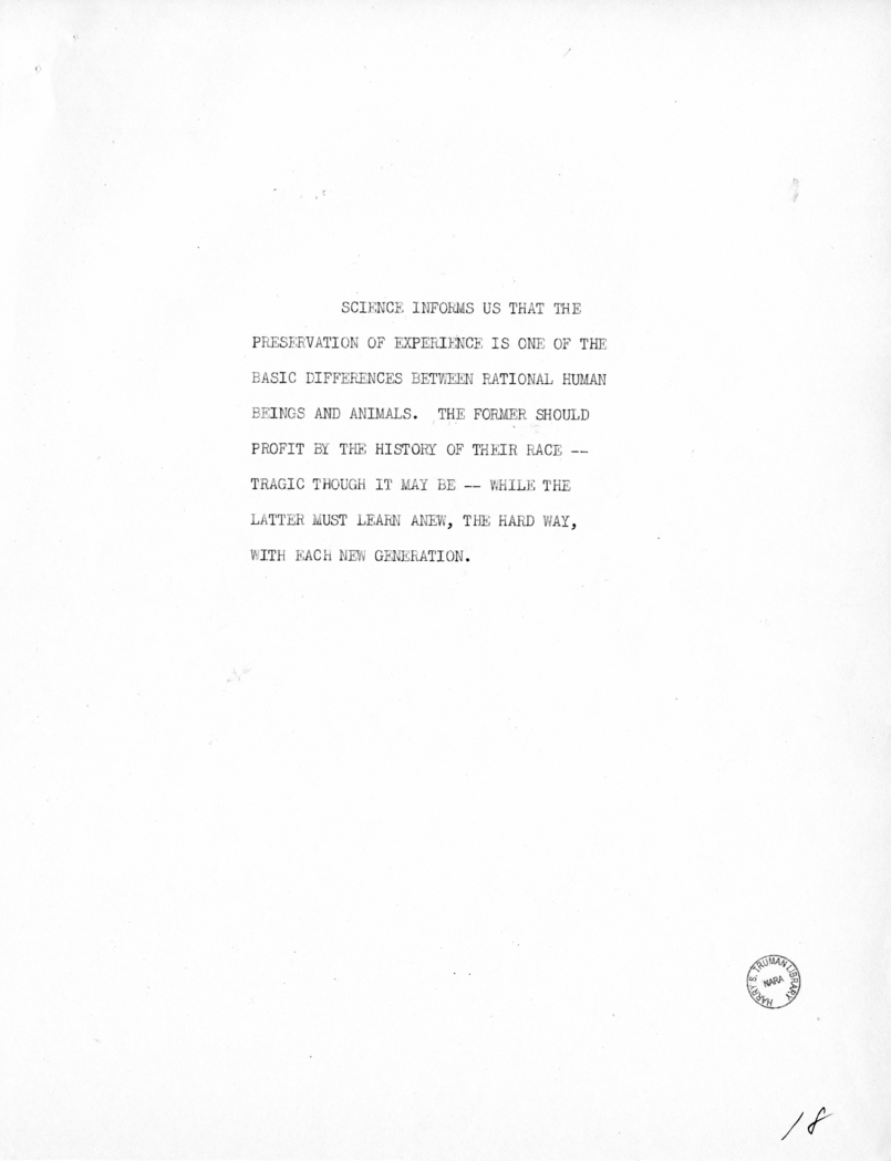 Reading Copy of Speech of Vice President Harry S. Truman in Baltimore, Maryland