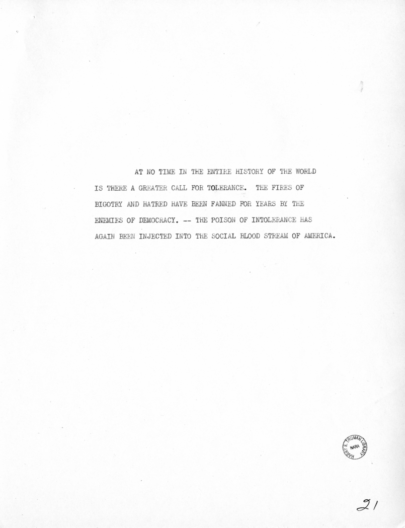 Reading Copy of Speech of Vice President Harry S. Truman in Baltimore, Maryland